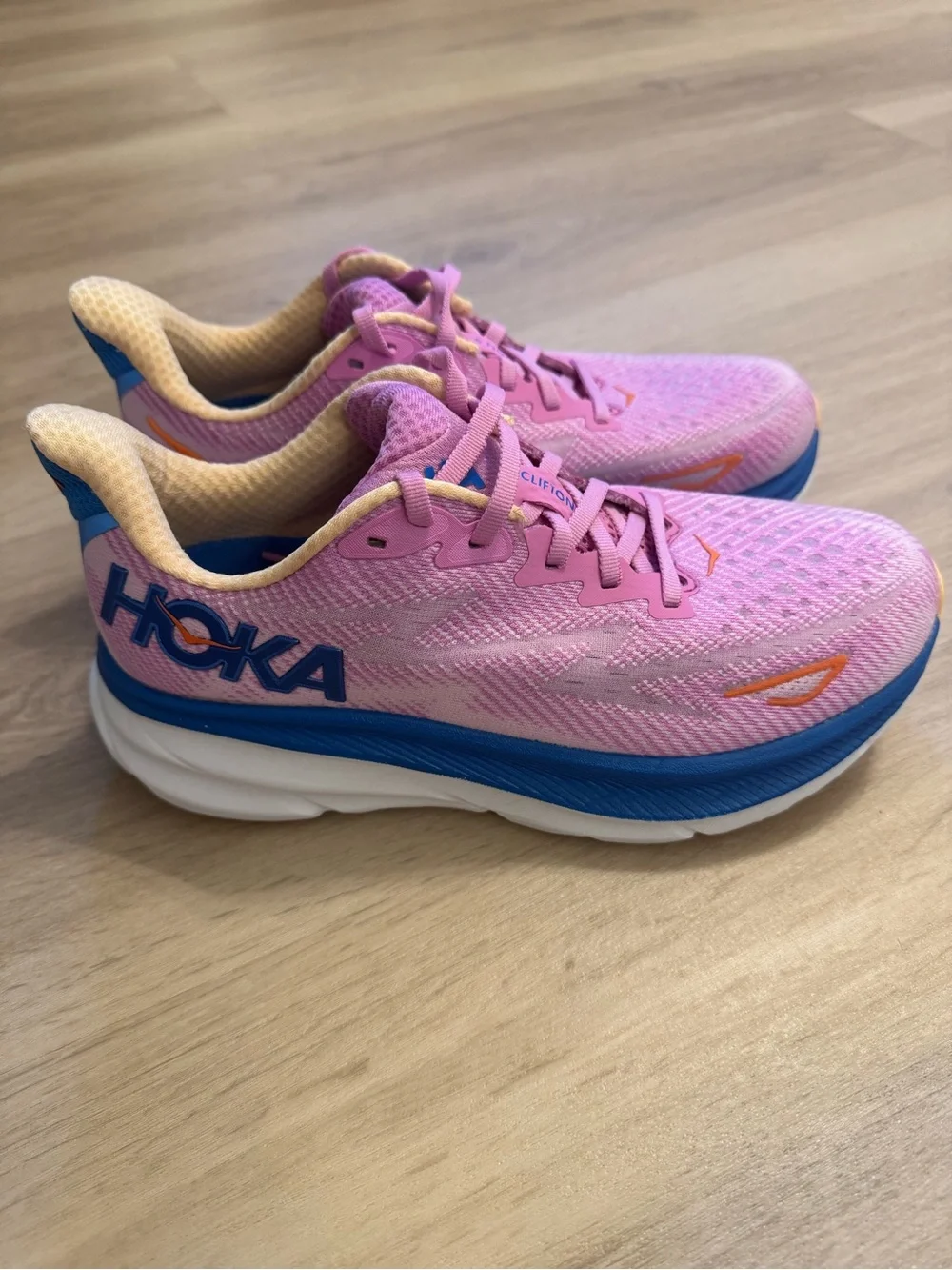 Hoka Pink and Blue Women's Athletic Running Shoes